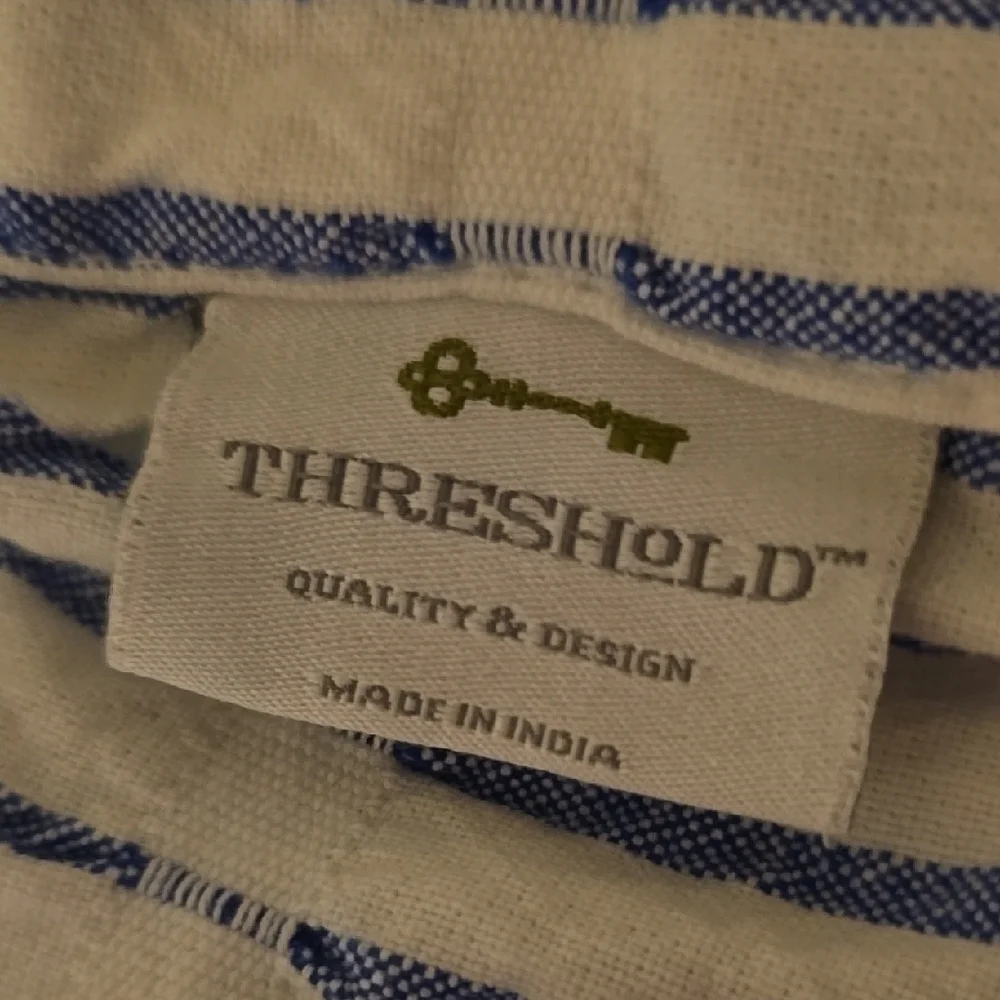 Threshold Striped Blu & White Gathered Fabric. Excellent Quality.